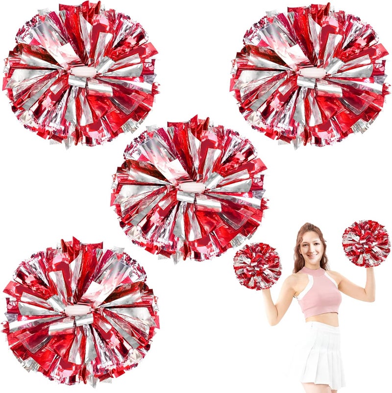 HOLENGS 4Pcs Upgraded 12inch Metallic Cheerleading Pom Poms, Cheerleader Pompoms Cheer Poms for Kids Adults, Cheering Squad Pompoms for School Sports Games Dance Party - Image 1